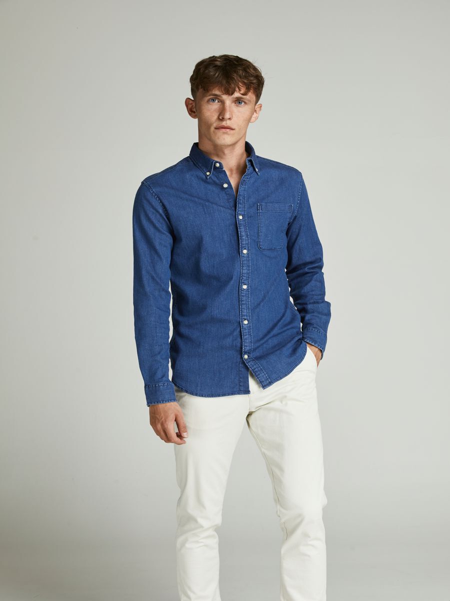Jack & Jones Blaperfect Denim Langarm Hemd S Medium Blue Denim / Slim Fit günstig online kaufen