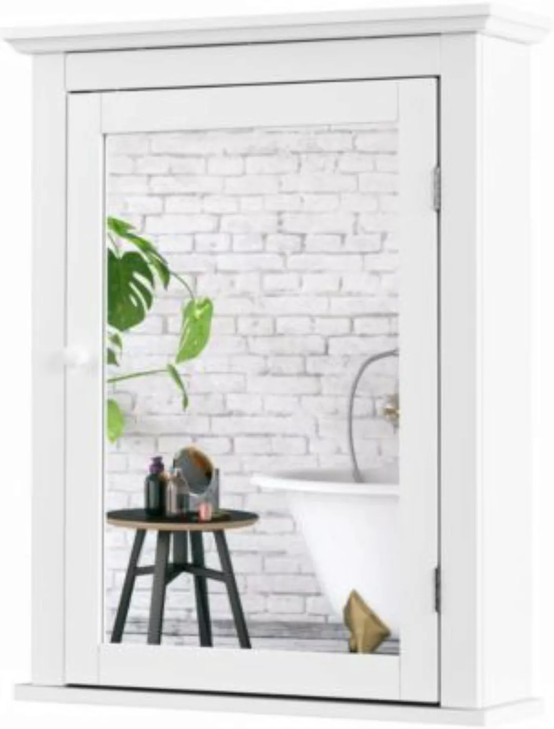 COSTWAY® Spiegelschrank mit verstellbarem Regal weiß günstig online kaufen