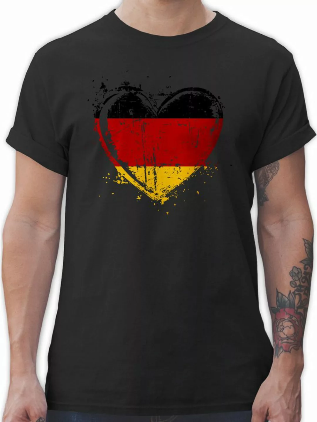 Shirtracer T-Shirt Deutschland Herz Motiv, Schwarz Rot Gold, Germany 2024 F günstig online kaufen