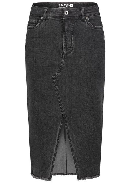 SUBLEVEL Jeansrock Damen Rock langer Schnitt Denim Stretch günstig online kaufen