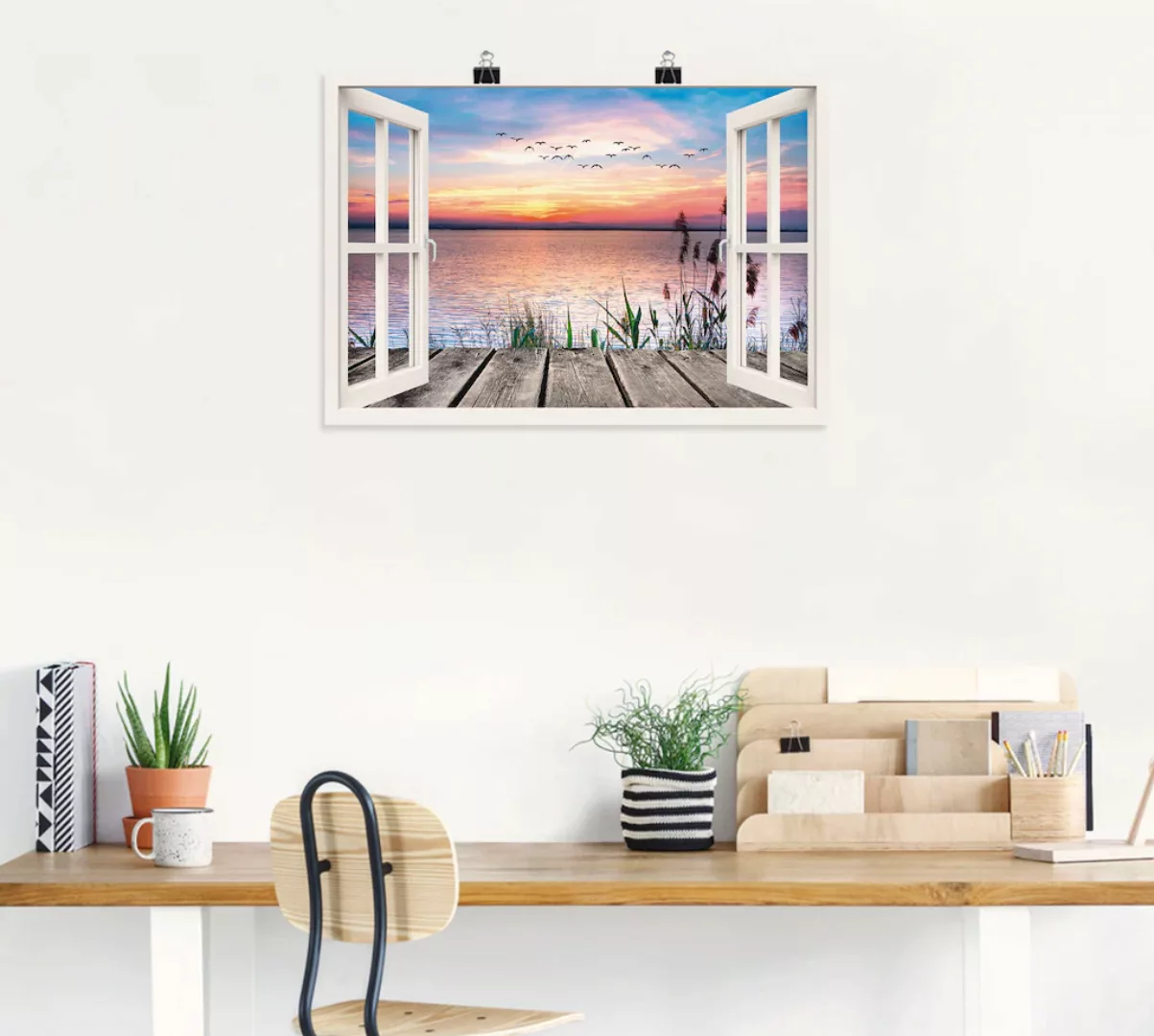 Artland Wandbild "See in den Farben der Wolken", Fensterblick, (1 St.), als günstig online kaufen