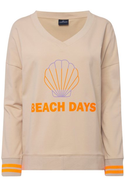 Laurasøn Sweatshirt Sweater BEACH DAYS Neon-Print V-Ausschnitt Langarm günstig online kaufen