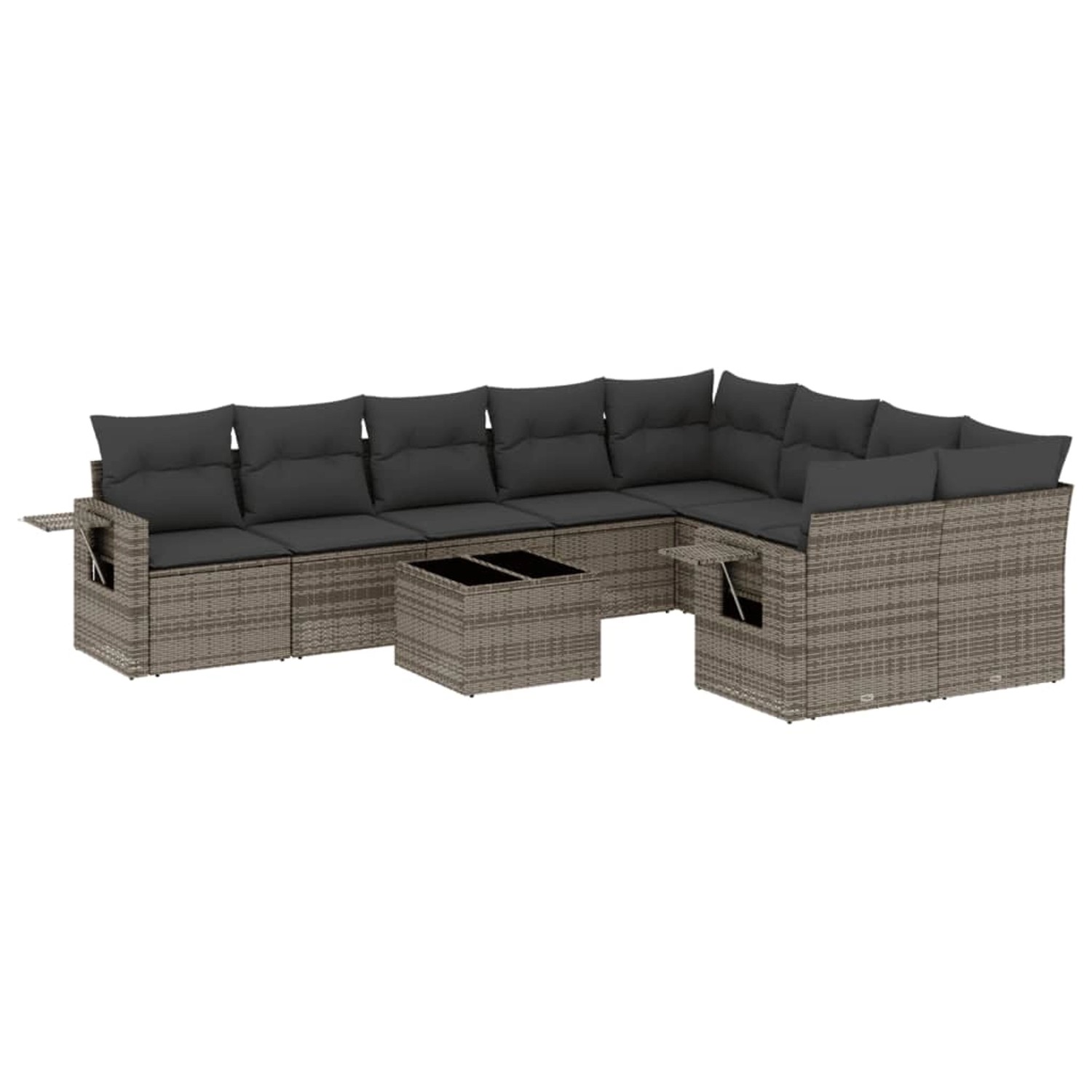 vidaXL 10-Tlg Garten-Sofagarnitur mit Kissen Grau Poly Rattan 3220649 günstig online kaufen