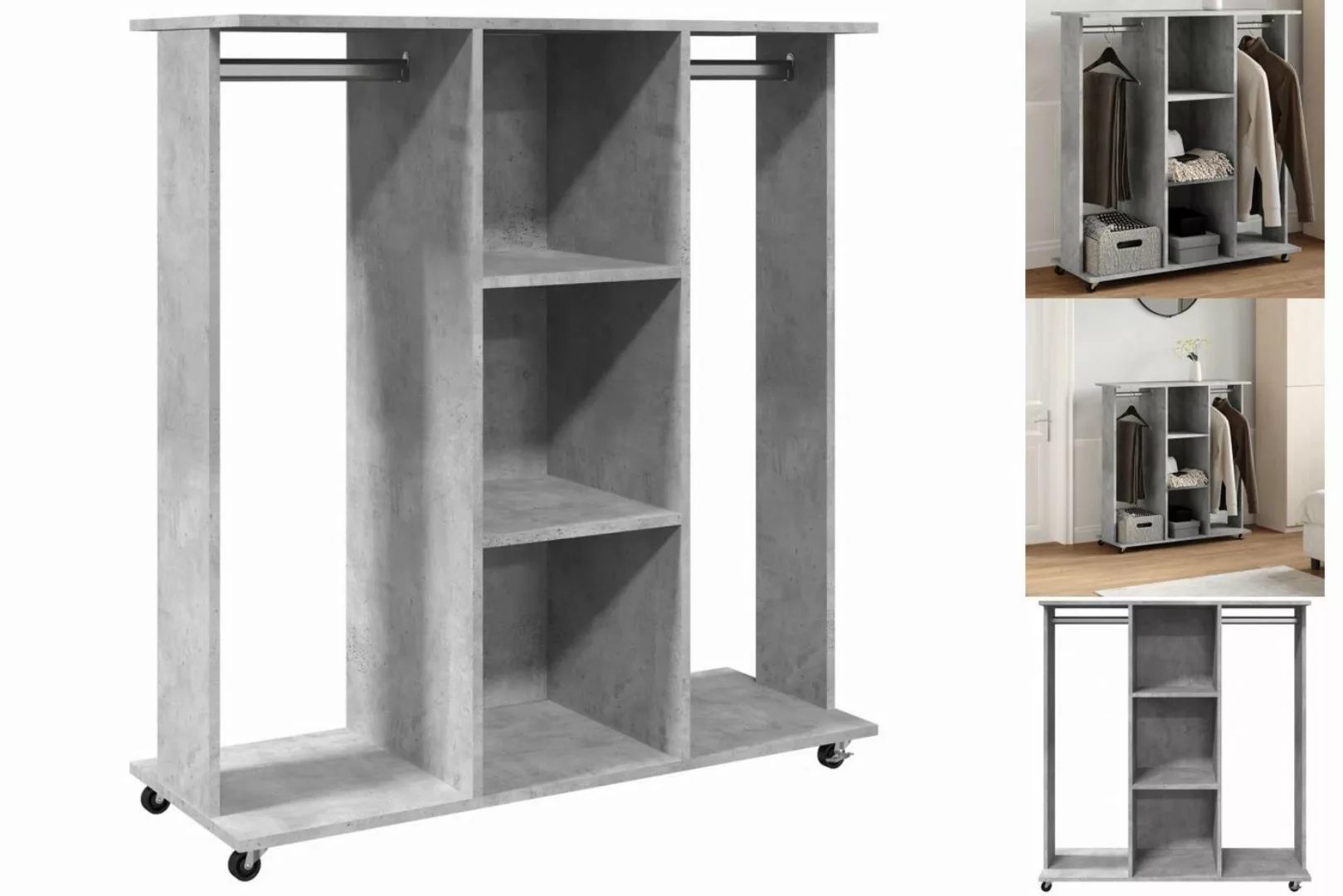 vidaXL Kleiderschrank Kleiderständer mit Rollen Betongrau 102x38x110 cm Hol günstig online kaufen