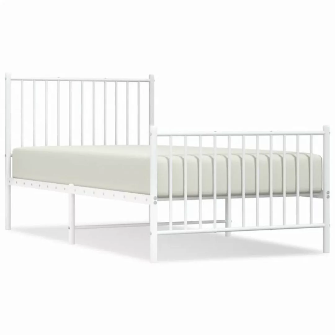 furnicato Bett Bettgestell mit Kopf- und Fußteil Metall Weiß 90x190 cm günstig online kaufen