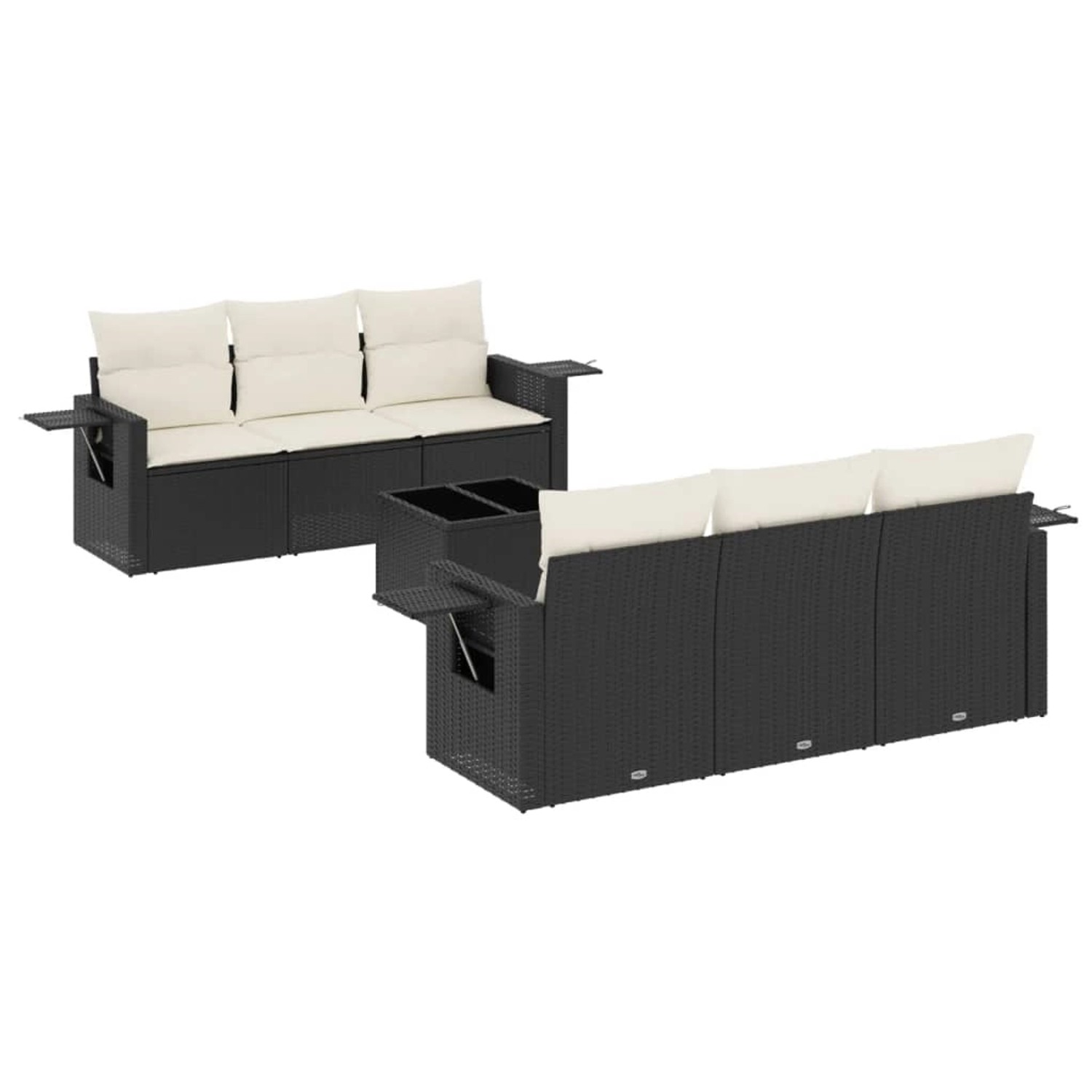 vidaXL 7-Tlg Garten-Sofagarnitur mit Kissen Schwarz Poly Rattan 3219905 günstig online kaufen