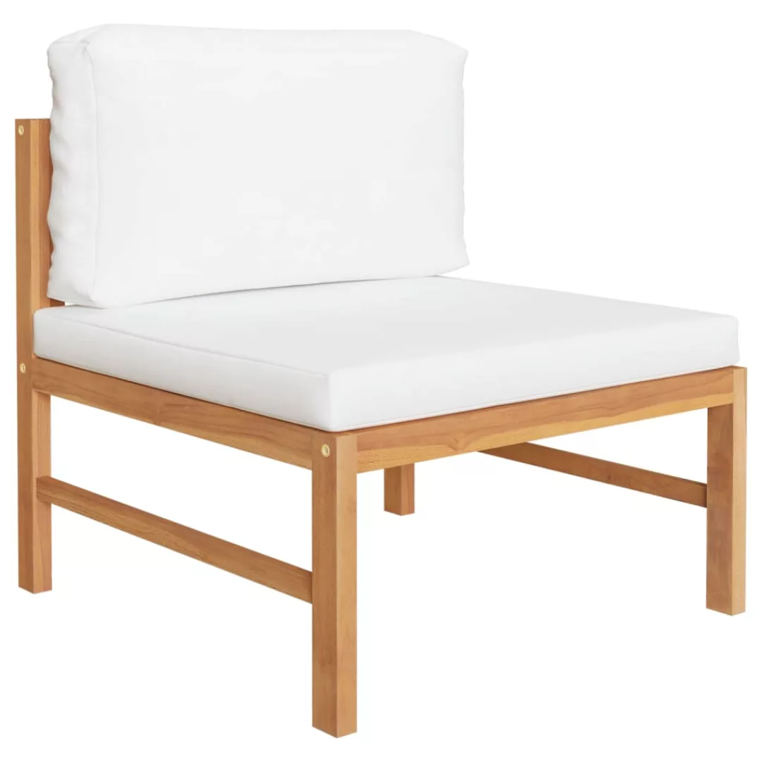 2-tlg. Garten-lounge-set Mit Creme Kissen Teakholz günstig online kaufen