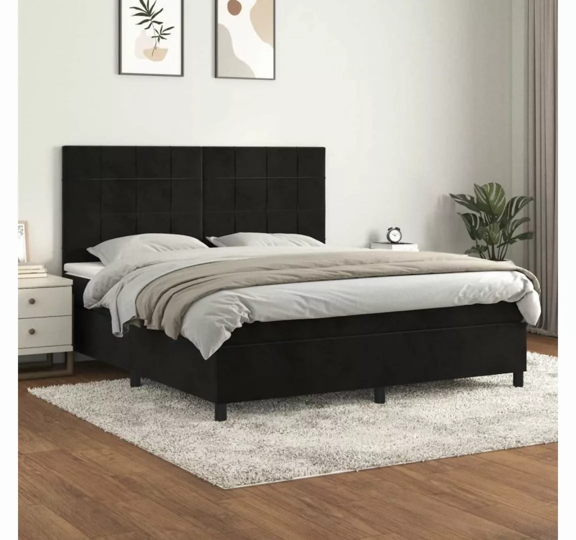 furnicato Bett Boxspringbett mit Matratze Schwarz 180x200 cm Samt günstig online kaufen