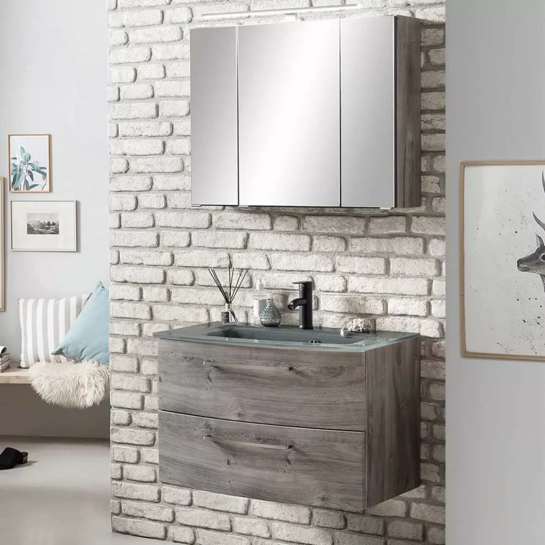 Badezimmer Einrichtung in Eiche Grau Made in Germany (zweiteilig) günstig online kaufen