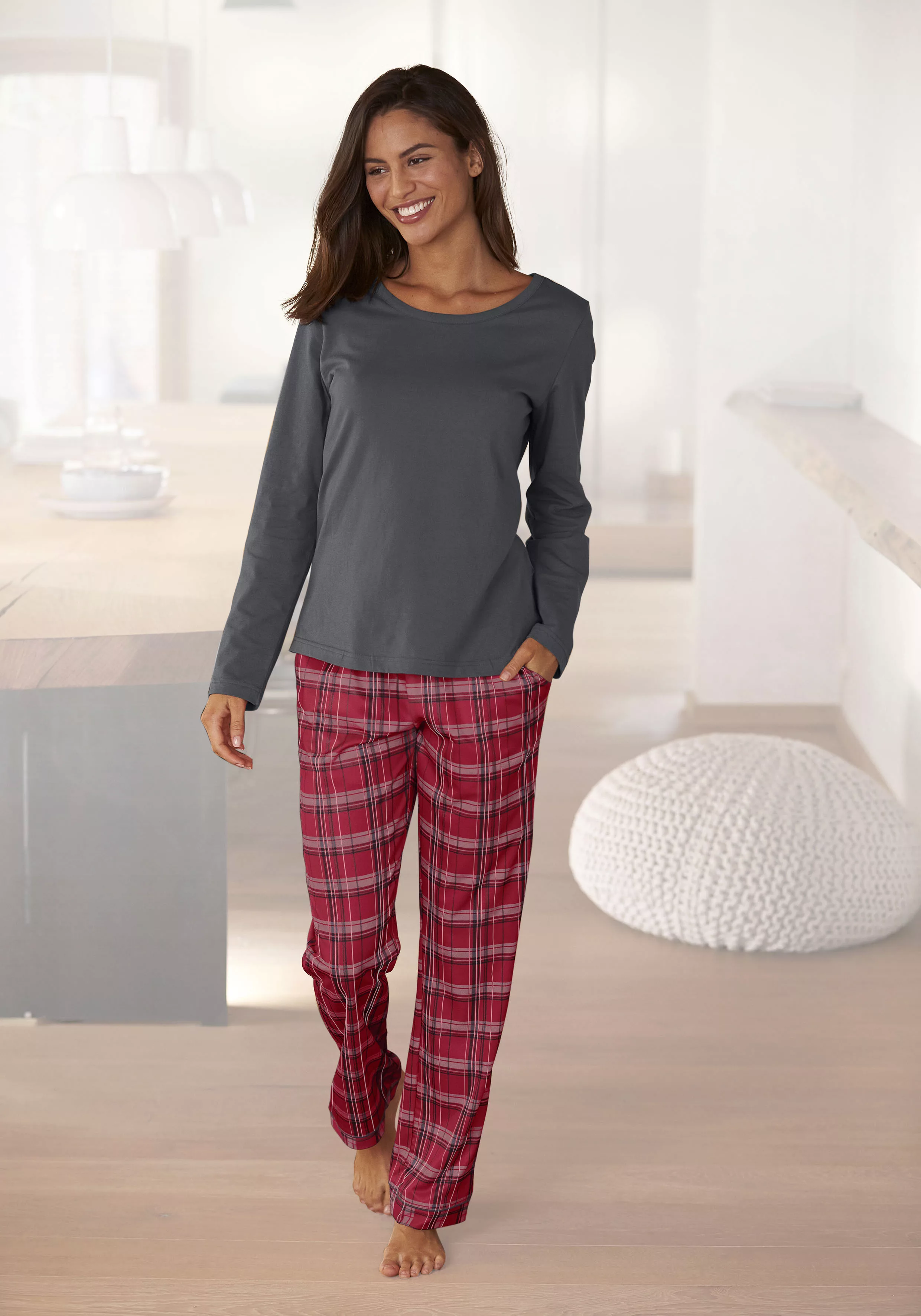H.I.S Pyjama, (2 tlg.), mit karierter Schlafhose günstig online kaufen