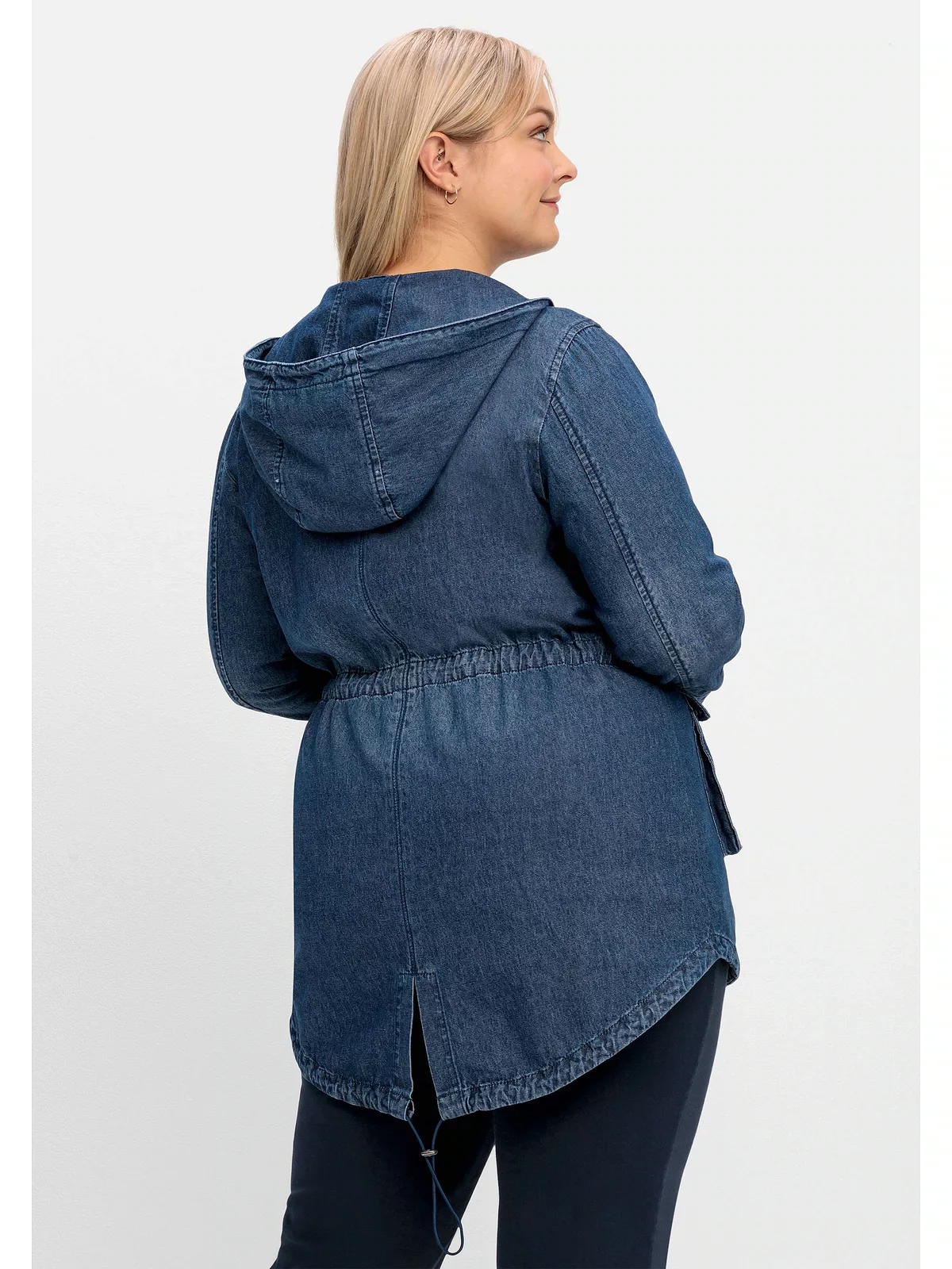 Sheego Parka "Große Größen", mit Kapuze, in leichter Denim-Qualität günstig online kaufen