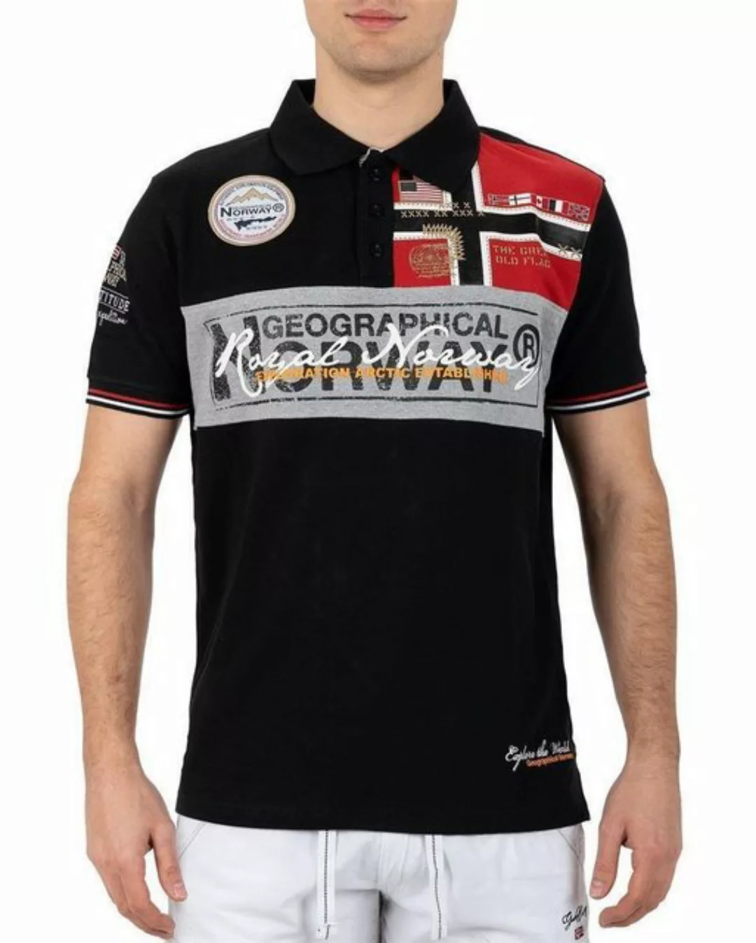 Geographical Norway T-Shirt Kurzarm Poloshirt bakidney Men Black L mit Aufn günstig online kaufen