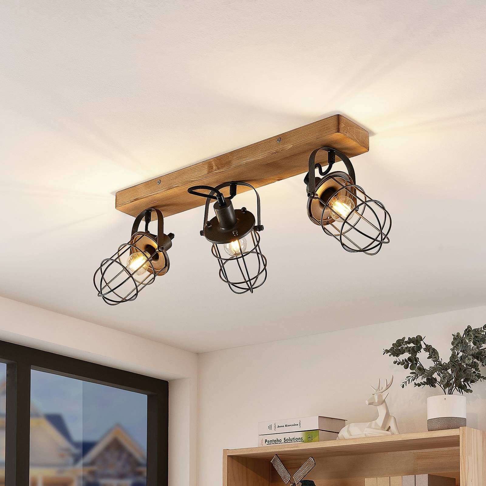 Lindby Serima Deckenlampe mit drei Käfigschirmen günstig online kaufen