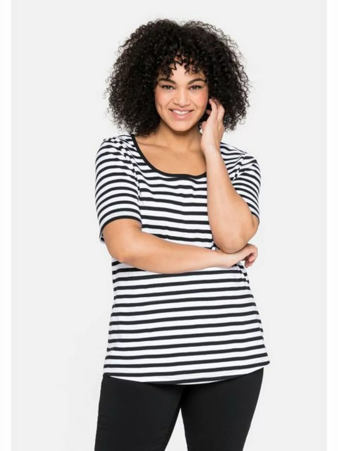 Sheego T-Shirt Große Größen mit garngefärbtem Ringel, aus Rippware günstig online kaufen