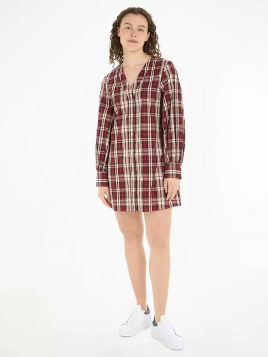 Tommy Hilfiger Blusenkleid TARTAN CO V-NECK SHIRT DRESS mit 2-Knopf-Mansche günstig online kaufen
