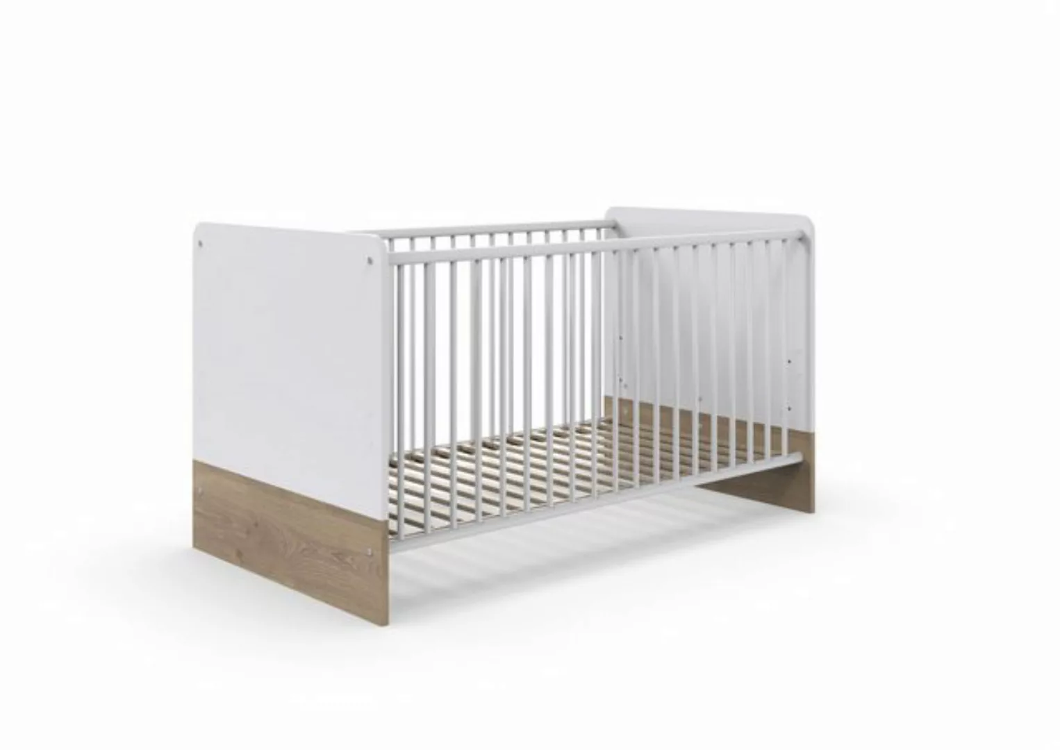 freiraum Babybett Fehmarn, in Weiß, Absetzung Viking-oak Nachbildung - 80x8 günstig online kaufen