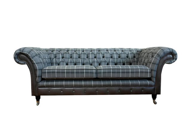 Xlmoebel Sofa Dreisitzer Chesterfield Sofa in Grauem Stoff, Luxuriöses, Her günstig online kaufen