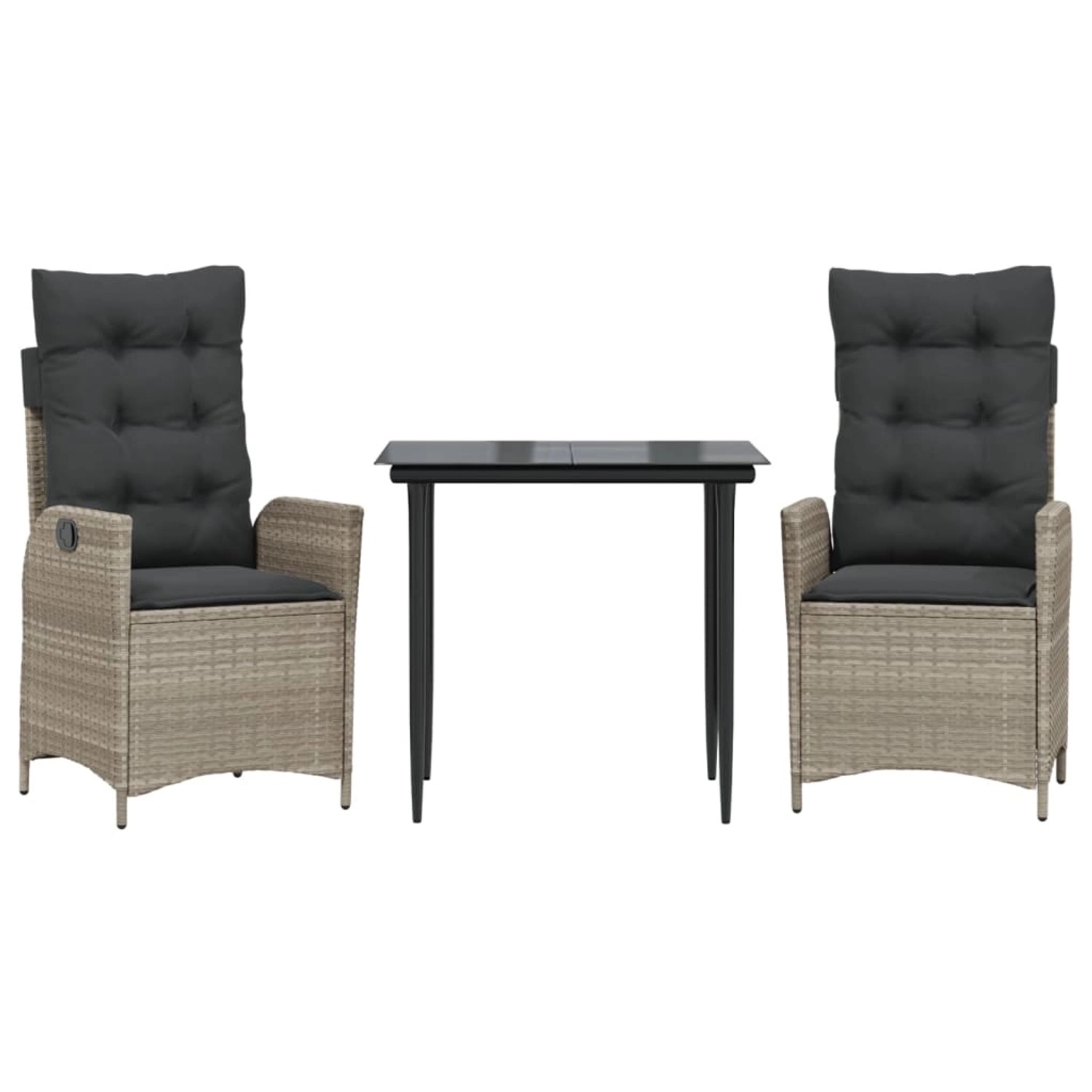 vidaXL 3-Tlg Garten-Essgruppe mit Kissen Hellgrau Poly Rattan 3213274 günstig online kaufen