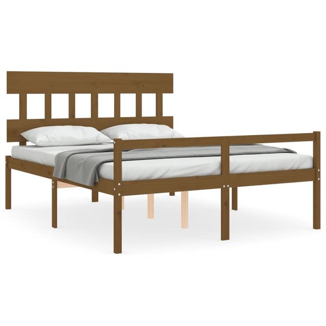 vidaXL Bett Seniorenbett mit Kopfteil Honigbraun Kingsize Massivholz günstig online kaufen