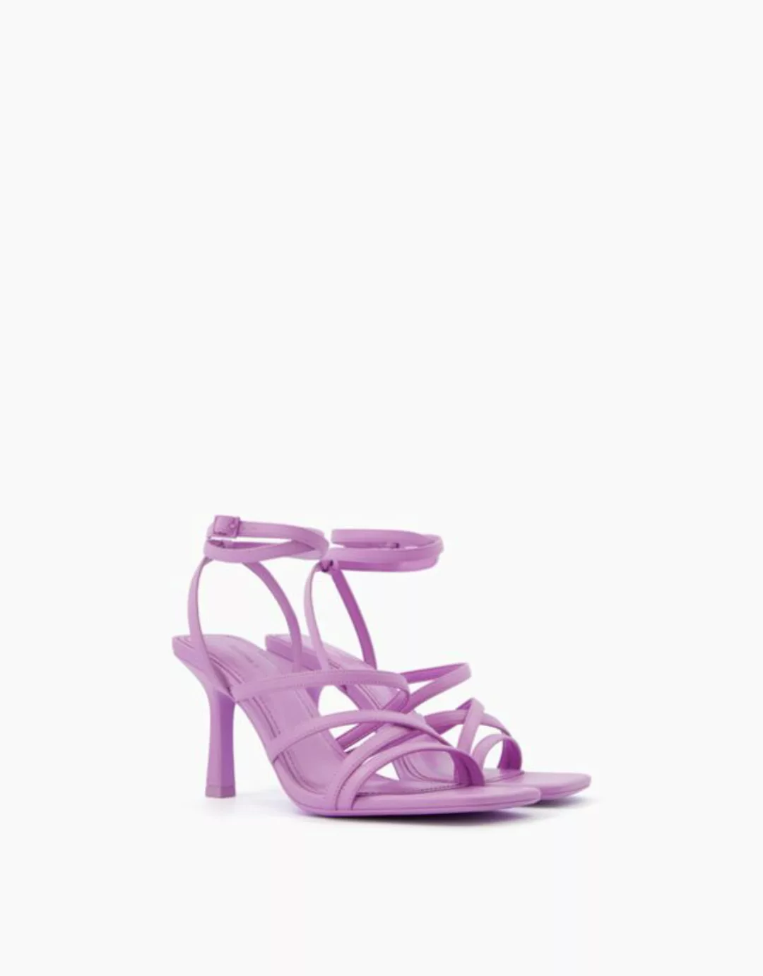 Bershka Sandalen Mit Absatz Und Knöchelriemchen Damen 39 Violett günstig online kaufen