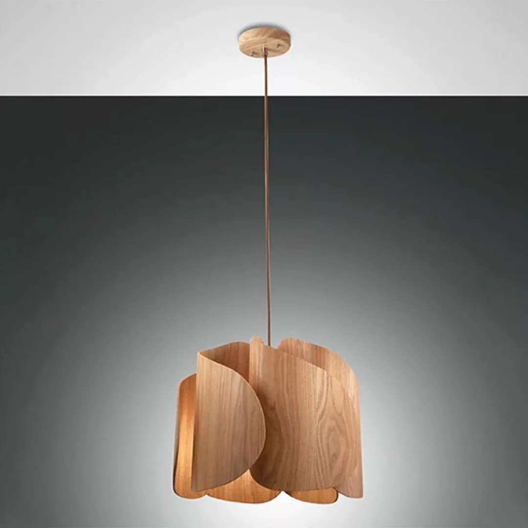 Hängeleuchte Pevero aus Eschenholz, gebogene Form günstig online kaufen