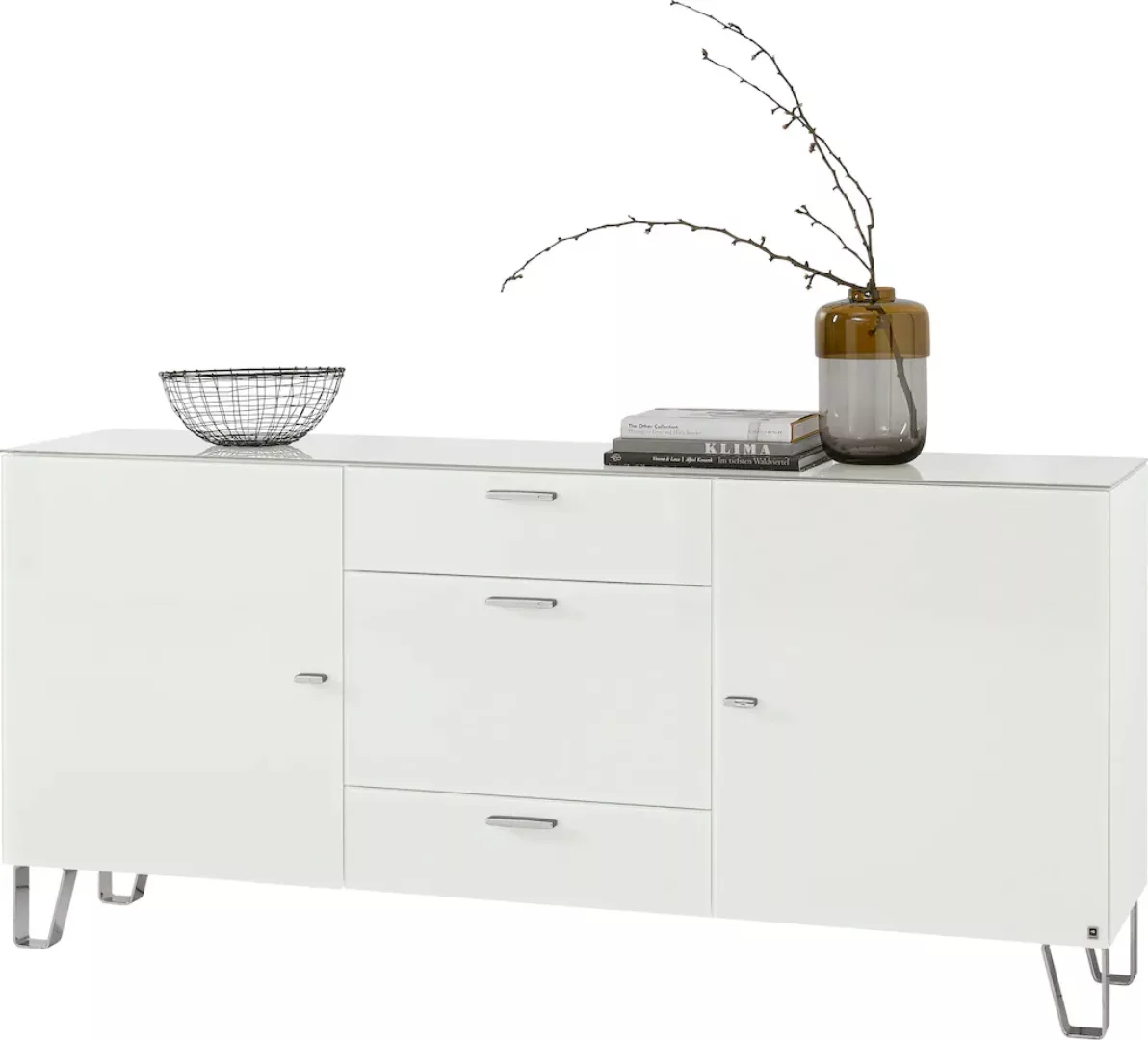 LEONARDO Sideboard "Cube", mit Sicherheitsglas und edlem MDF Holz, Breite 1 günstig online kaufen