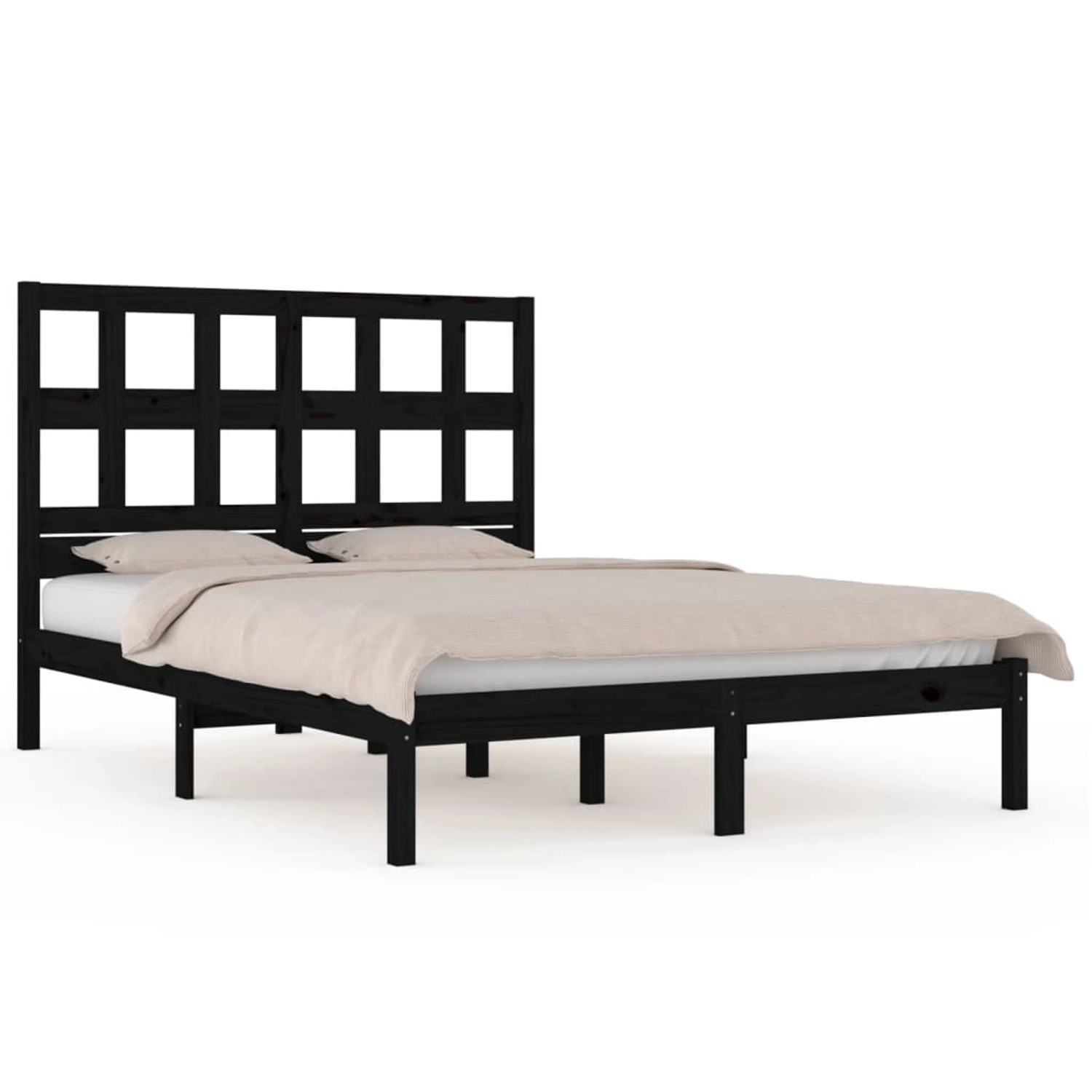 vidaXL Bettgestell Massivholzbett Schwarz Kiefer 200x200 cm Bett Bettgestel günstig online kaufen