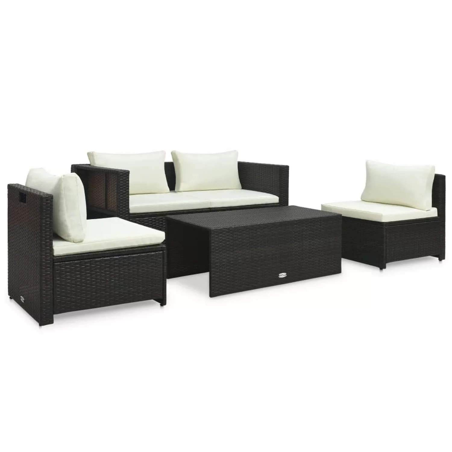 6-tlg. Garten-lounge-set Mit Auflagen Poly Rattan Braun günstig online kaufen