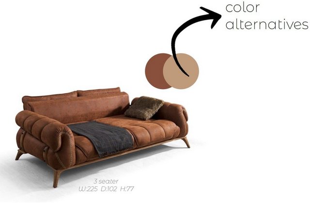 JVmoebel Sofa Braune Couch Dreisitzer Sofa Wildleder Optik Sofas Couchen De günstig online kaufen