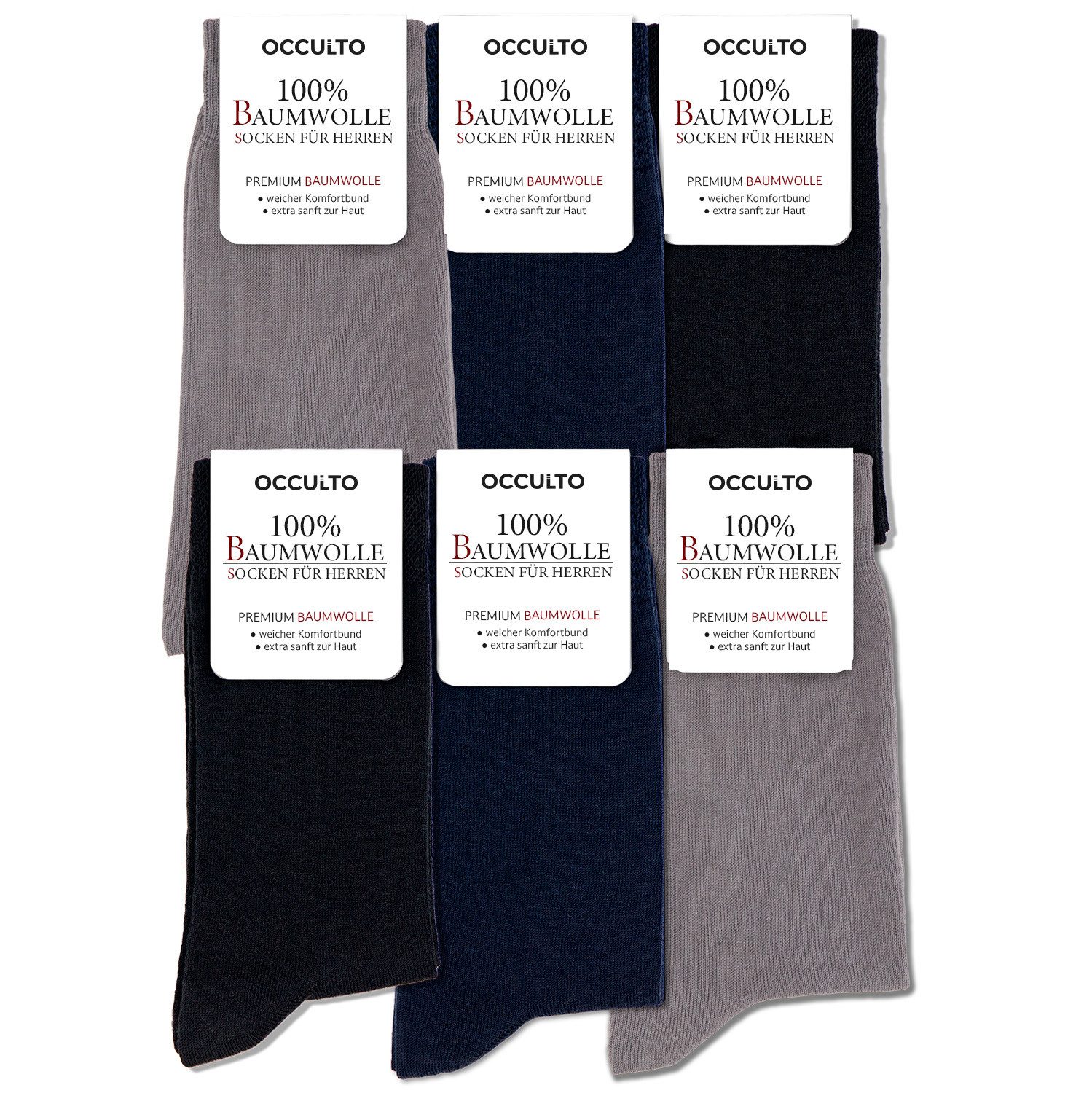 OCCULTO Businesssocken Herren 100% Baumwollsocken 6er günstig online kaufen