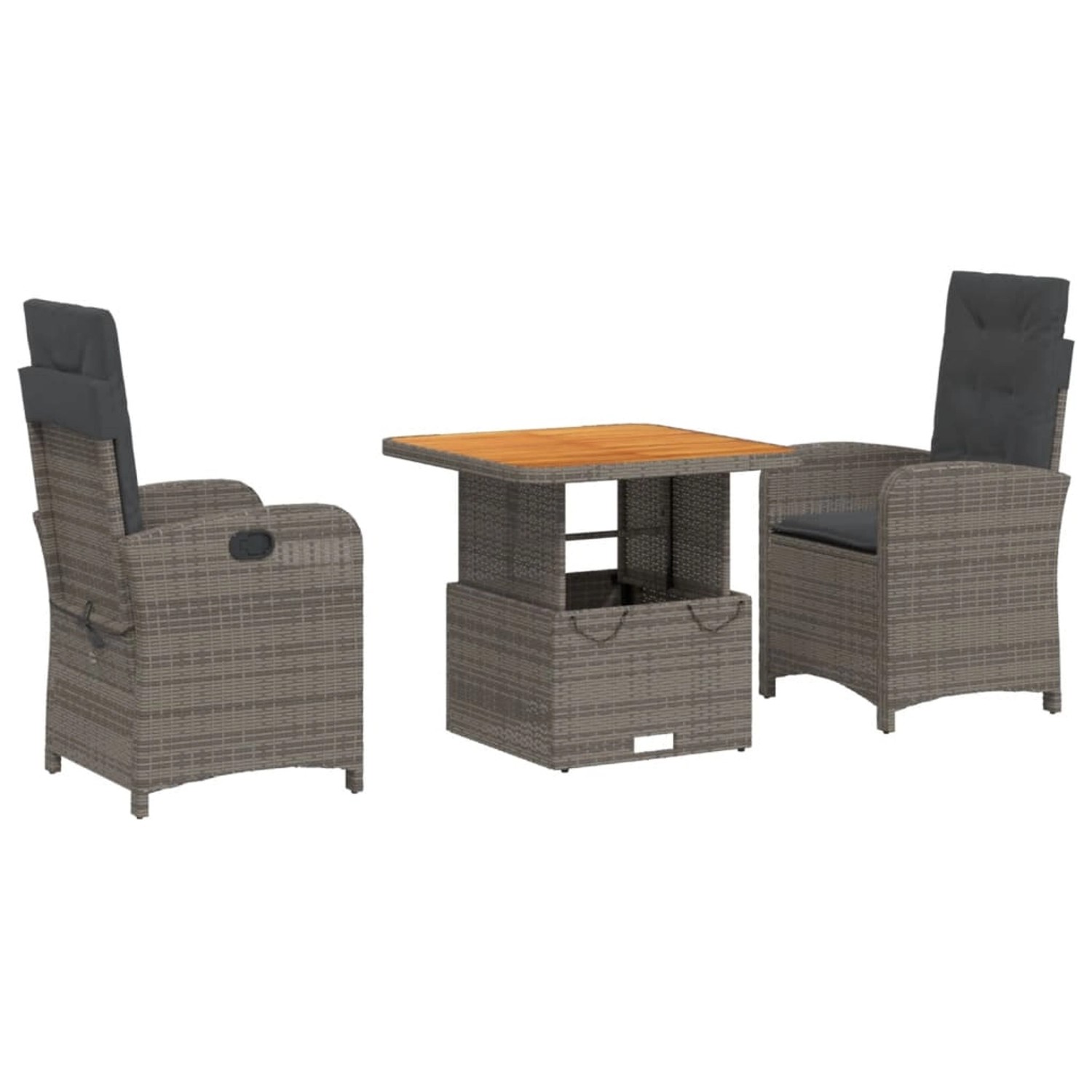 vidaXL 3-Tlg Garten-Essgruppe mit Kissen Grau Poly Rattan 3277337 günstig online kaufen