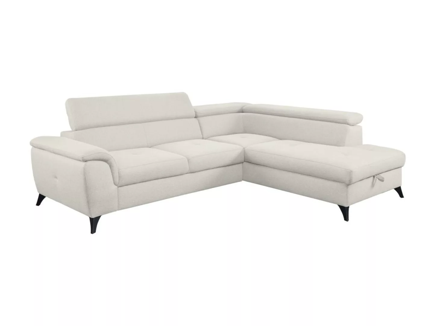 Ecksofa mit Schlaffunktion - Ecke rechts - Stoff - Beige - BORTIGALI günstig online kaufen