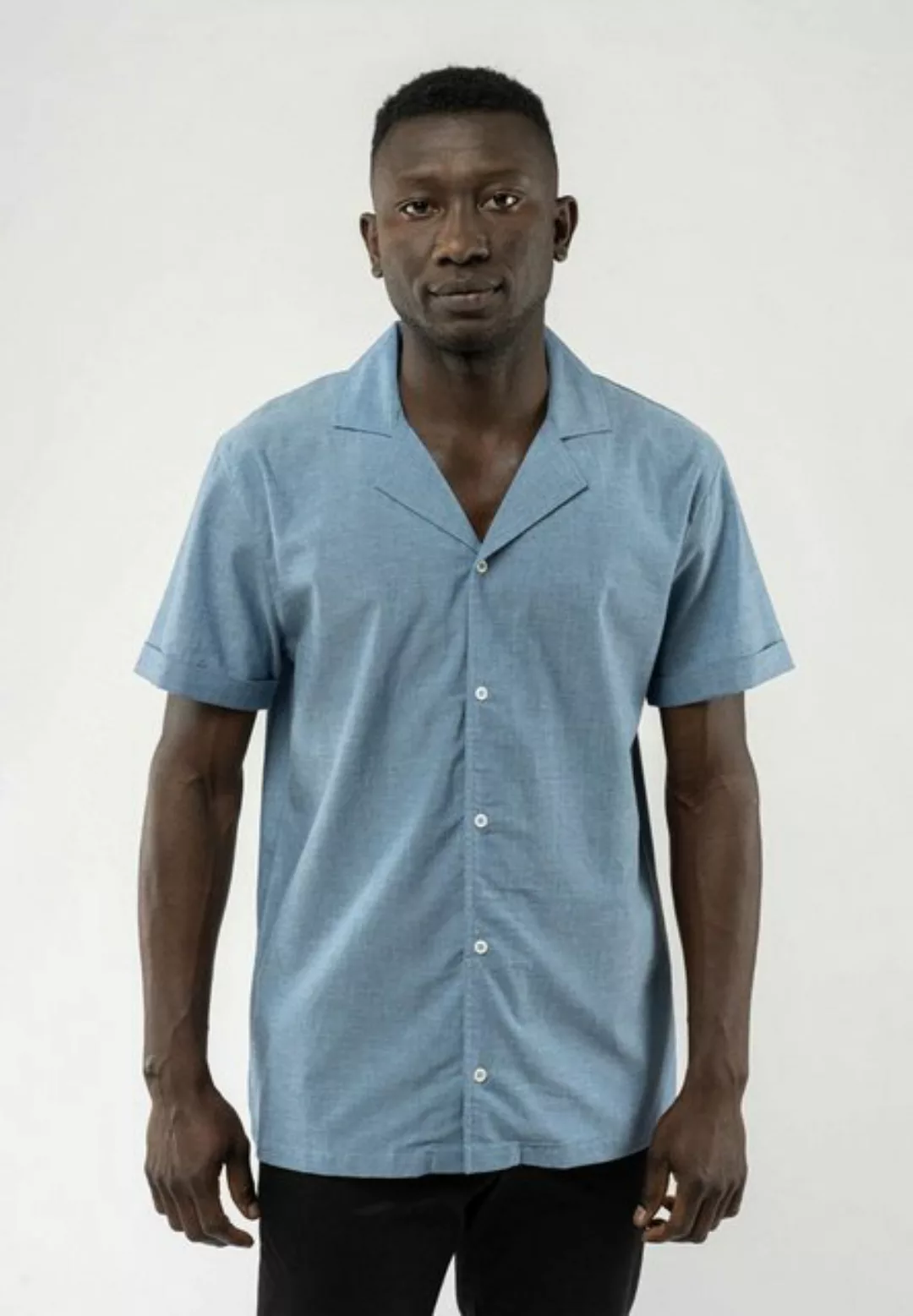 MELA Kurzarmhemd Herren Hemd kurzärmlig mit Bowling-Kragen MOHAN Gekrämpelt günstig online kaufen