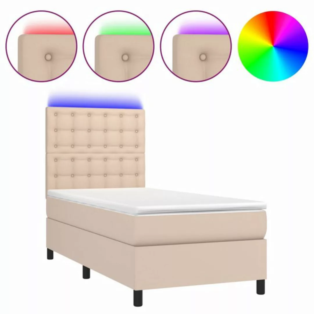 vidaXL Boxspringbett Boxspringbett mit Matratze & LED Kunstleder (90 x 200 günstig online kaufen