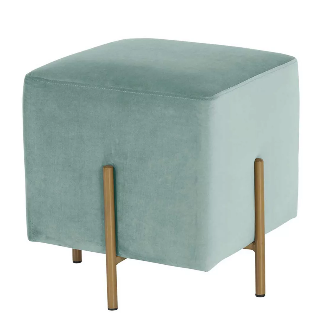 Hocker mit Metallgestell in Graugrün und Goldfarben 42 cm hoch günstig online kaufen