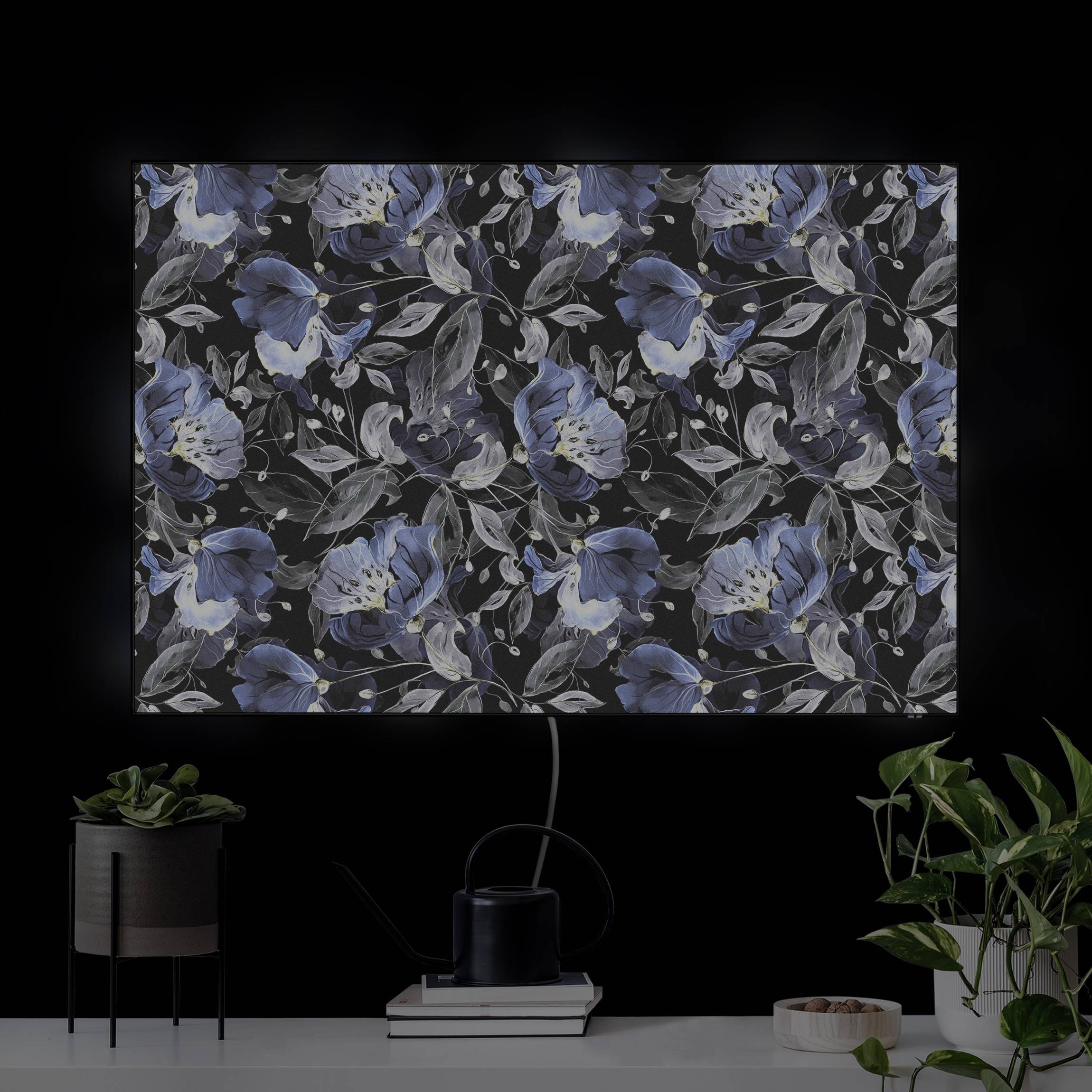 LED-Wechselbild Elegantes Blumenmuster Dunkel II günstig online kaufen