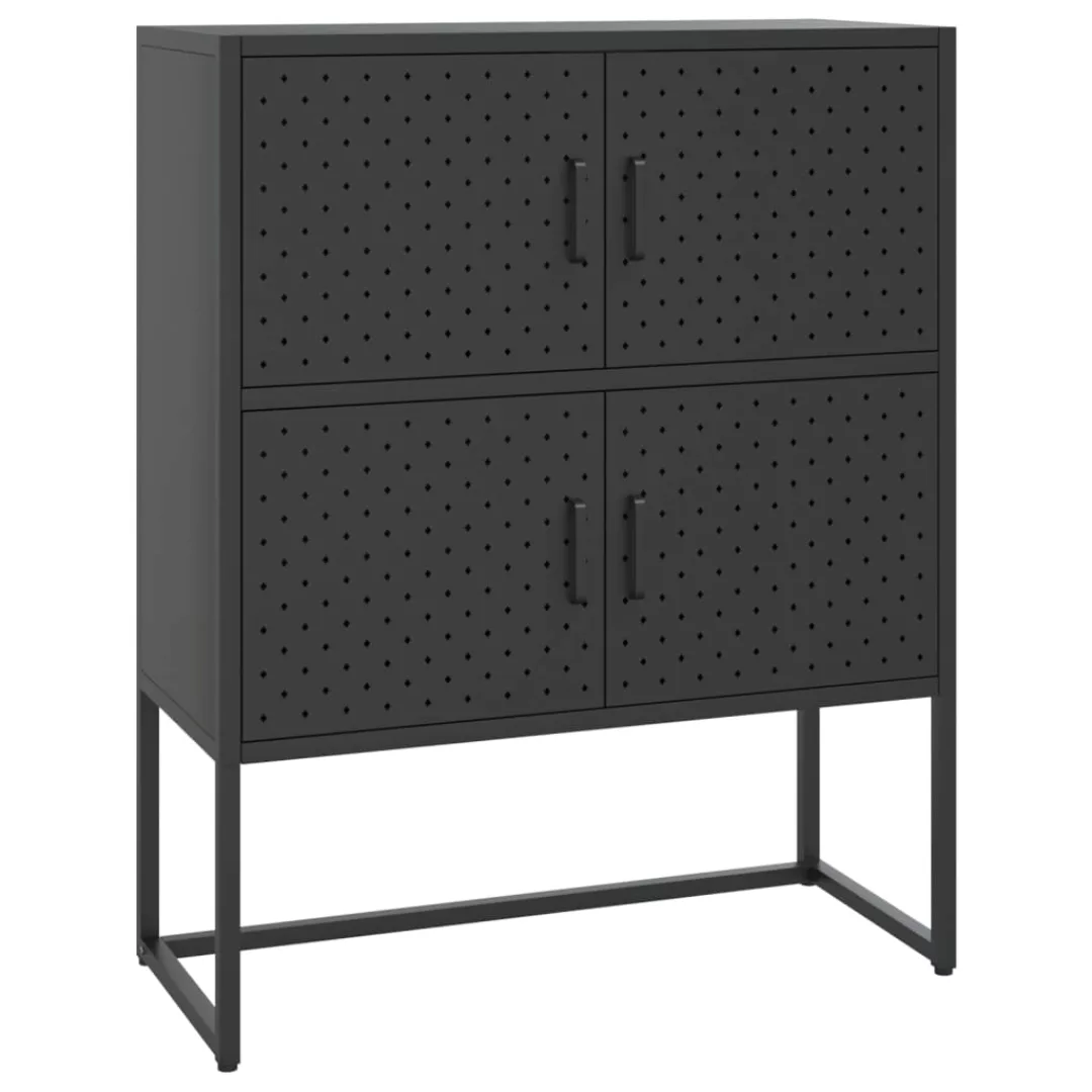 Highboard Schwarz 80x35x100 Cm Stahl günstig online kaufen