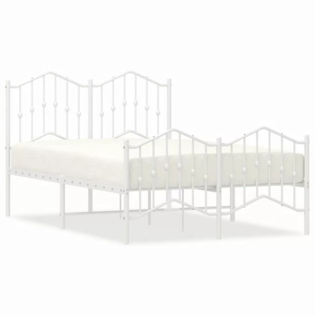 furnicato Bett Bettgestell mit Kopf- und Fußteil Metall Weiß 120x190 cm günstig online kaufen