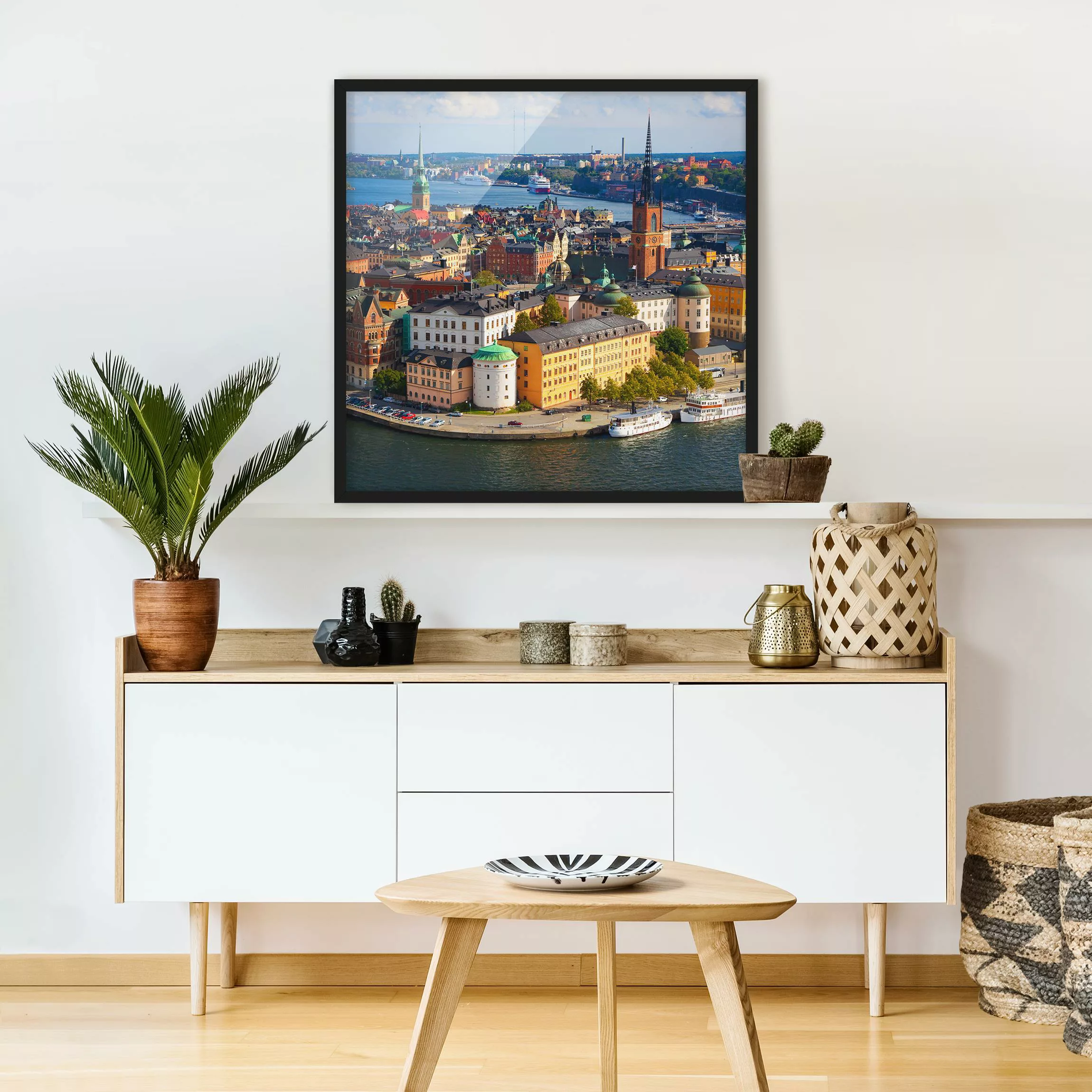 Bild mit Rahmen Architektur & Skyline - Quadrat Stockholm in Schweden günstig online kaufen