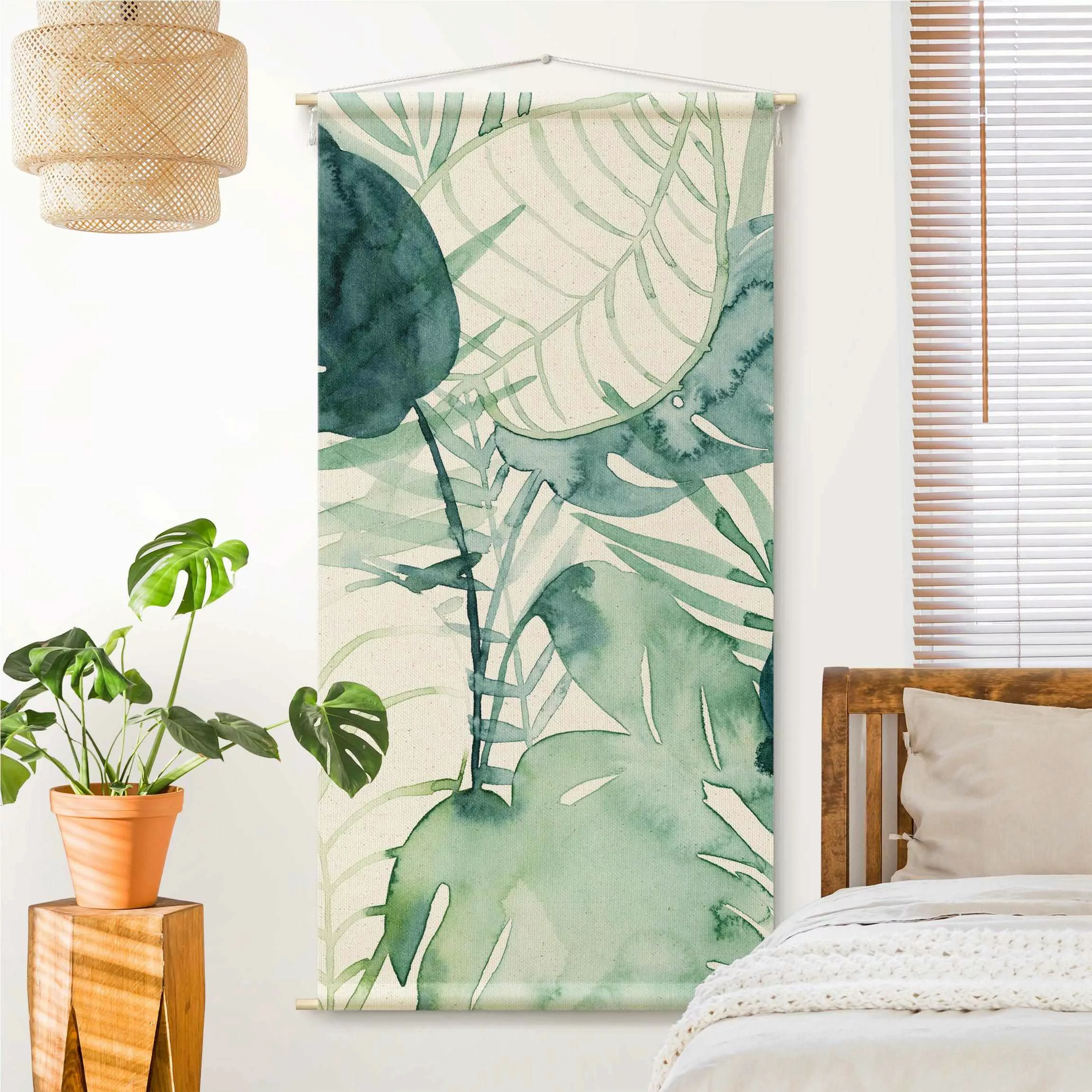 Wandteppich Palmwedel in Wasserfarbe II günstig online kaufen