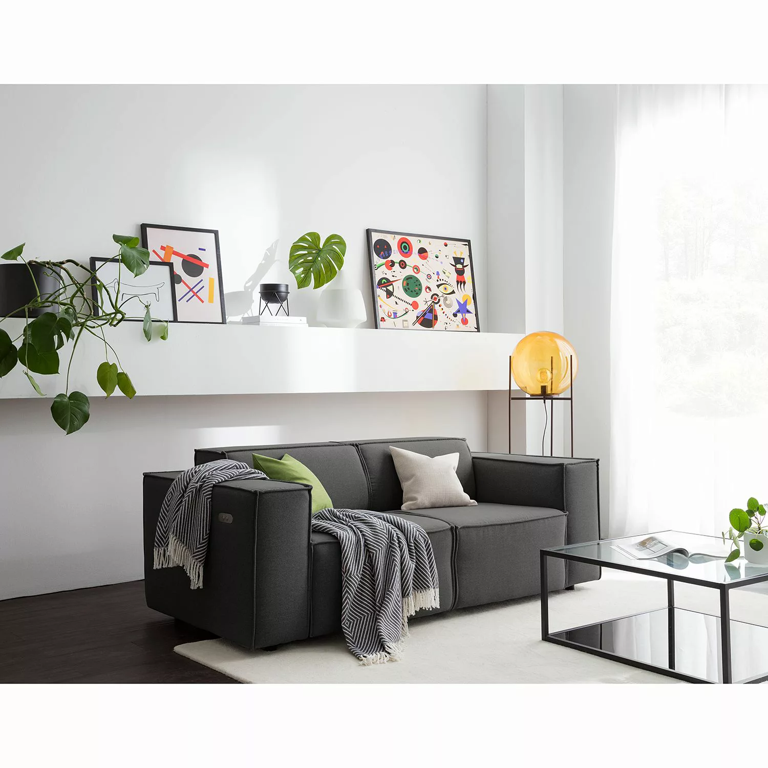 home24 Sofa Kinx 2-Sitzer Dunkelblau Webstoff 189x70x96 cm (BxHxT) Modern günstig online kaufen