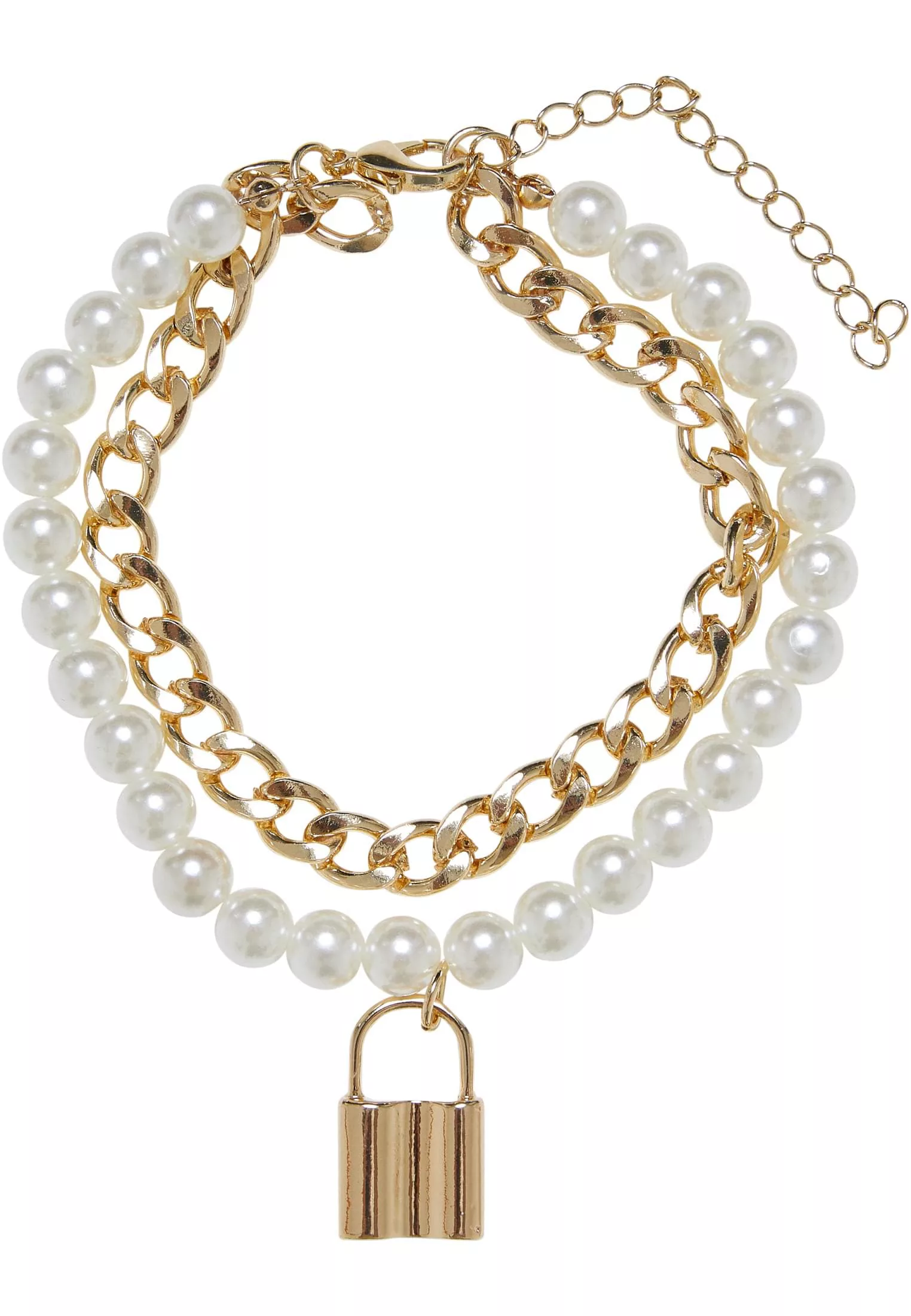 URBAN CLASSICS Bettelarmband "Accessoires Padlock Pearl Layering Bracelet" günstig online kaufen