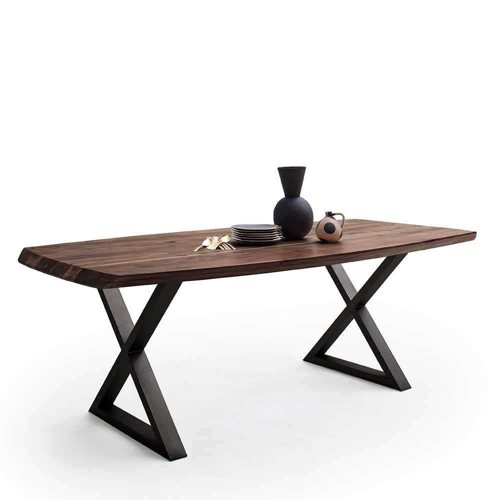 Holztisch in Walnussfarben X Gestell günstig online kaufen