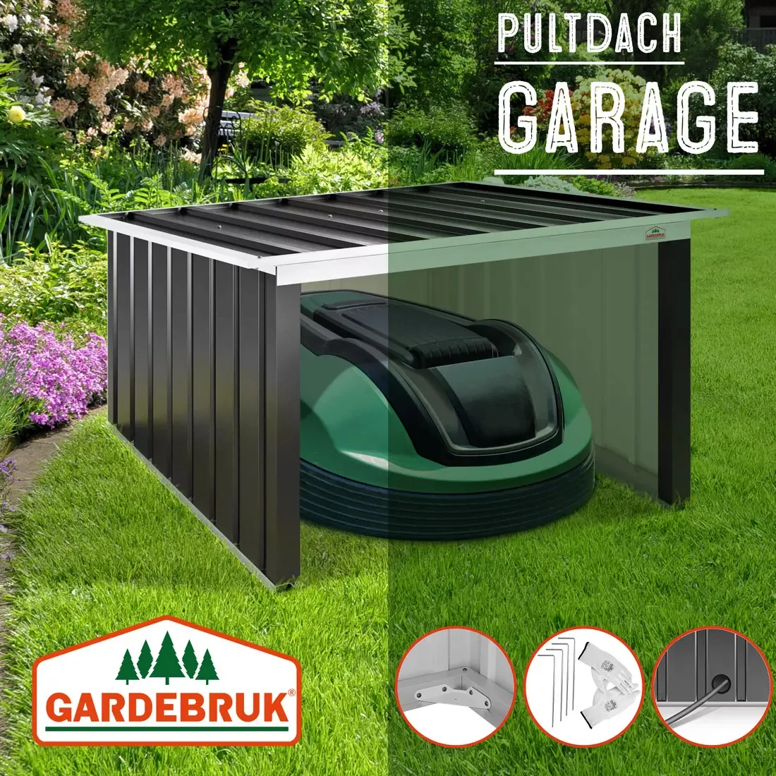 Gardebruk Mähroboter-Garage, Pultdach Metall 86x100x63cm 4x günstig online kaufen