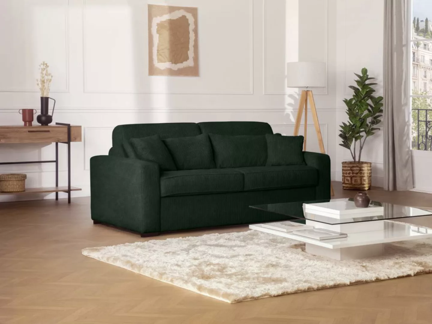 Schlafsofa mit Matratze 4-Sitzer - Liegefläche mit Lattenrost mit breiten L günstig online kaufen