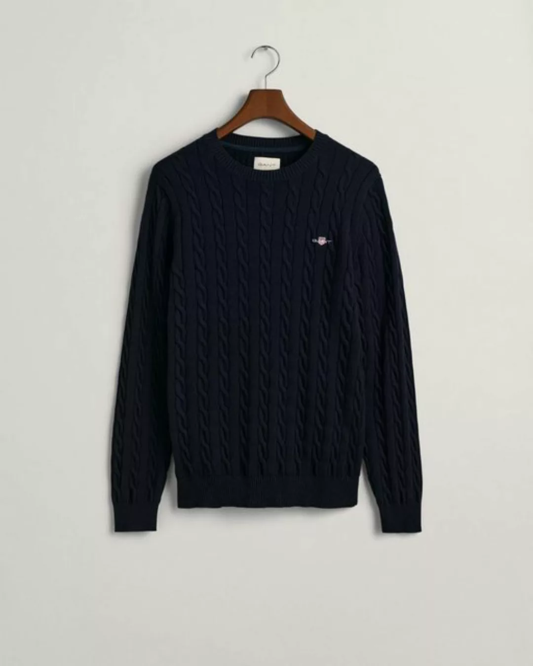 Gant Strickpullover "COTTON CABLE C-NECK", mit Wappen-Logostickerei auf der günstig online kaufen