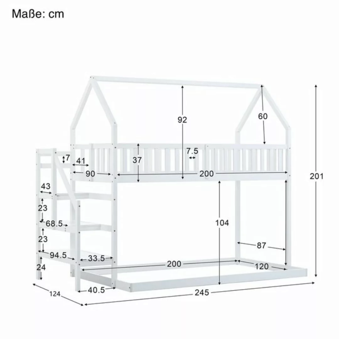 SOFTWEARY Etagenbett mit 2 Schlafgelegenheiten und Lattenrost (90x200 cm/12 günstig online kaufen