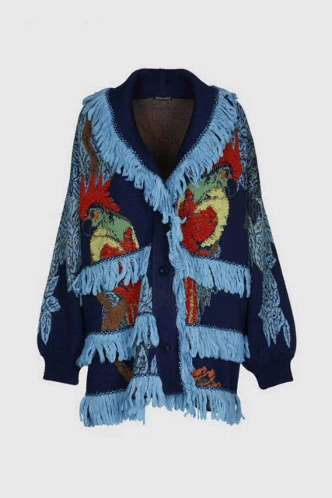Boscana Strickjacke Papagei Motiv Jacke aus Wolle günstig online kaufen