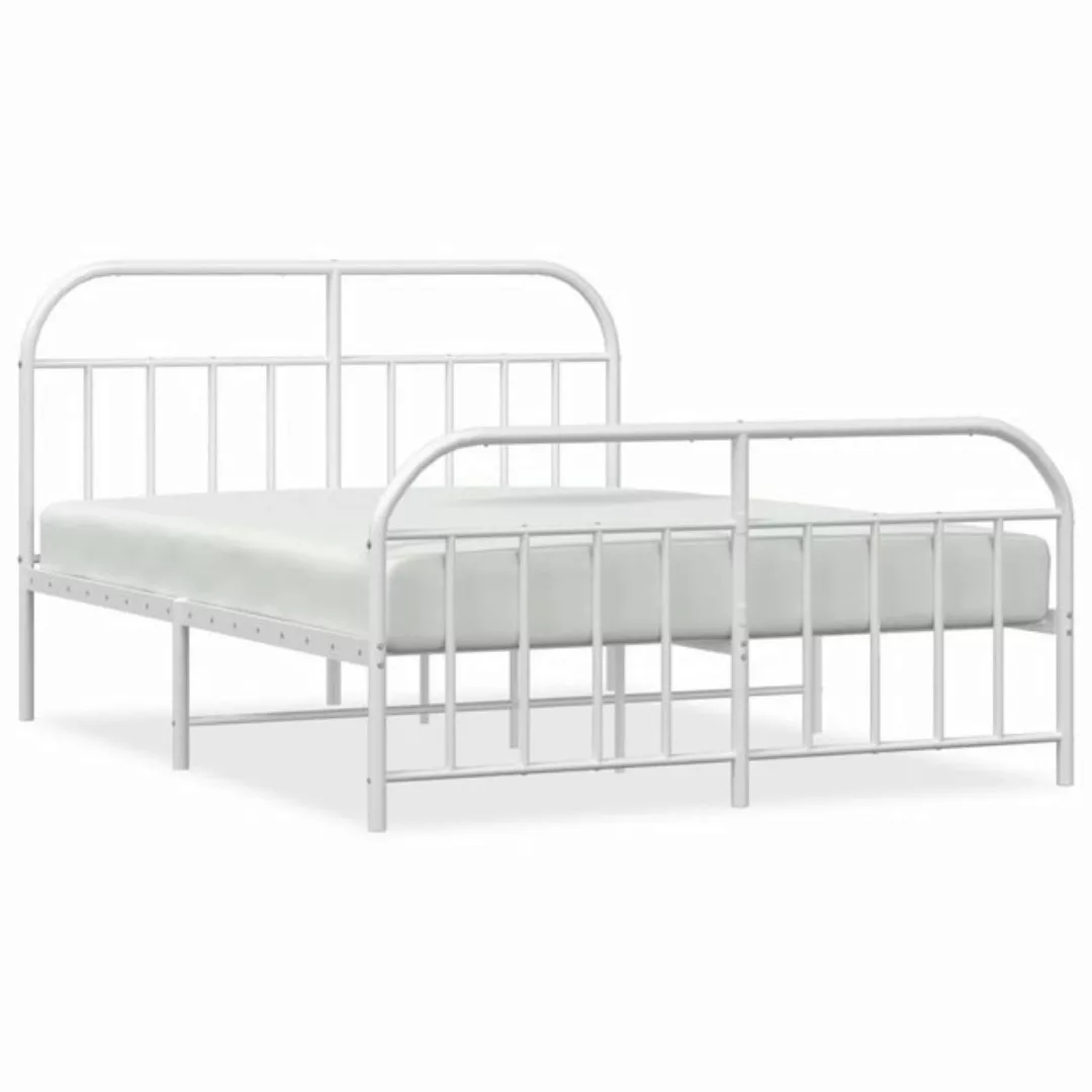 vidaXL Bett Bettgestell mit Kopf- und Fußteil Metall Weiß 183x213 cm günstig online kaufen