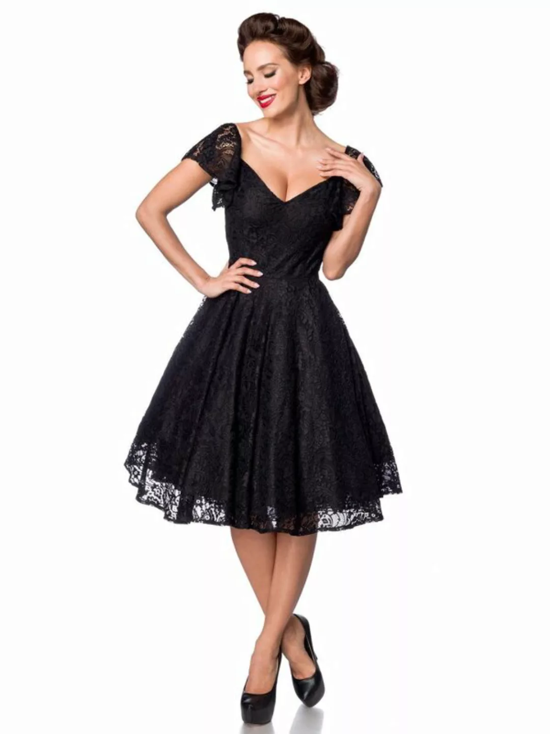 Vintage Spitzen-Kleid Schwarz günstig online kaufen